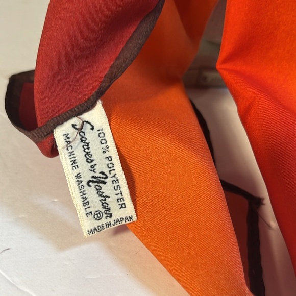 Scarves By Nasharr Japan Ombre Vibrant Orange and Red Silk Scarf - Picture 2 of 4